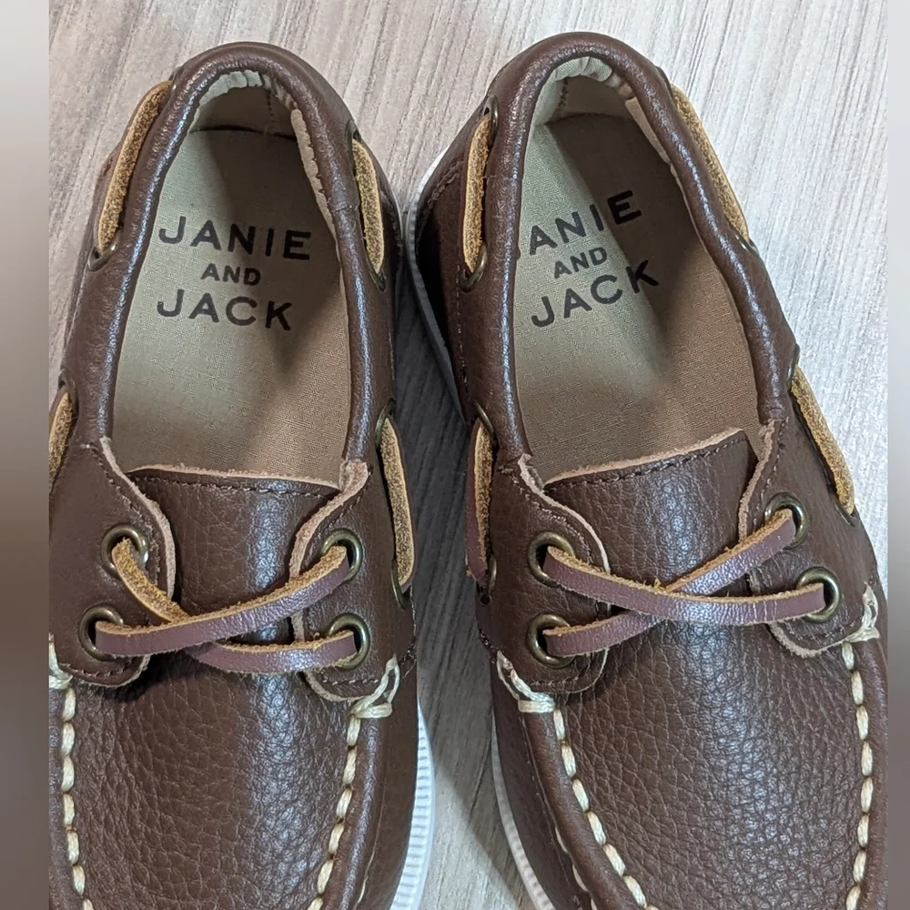 Janie and Jack Brown Leather Boat Shoes
